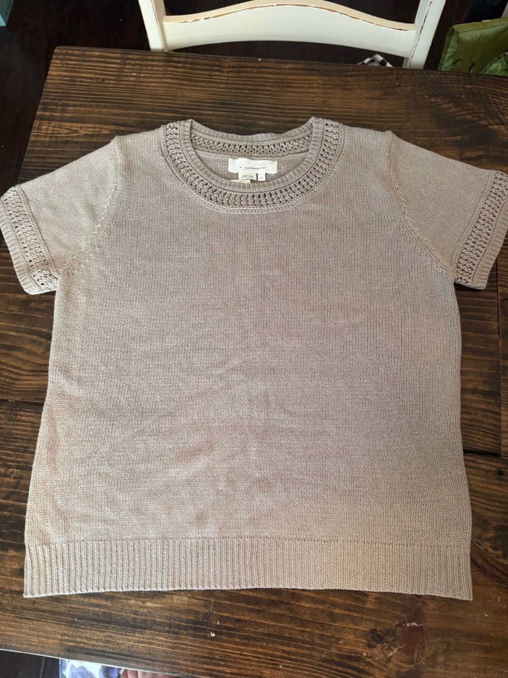 NWT Light Taupe Short-Sleeve Knit Sweater